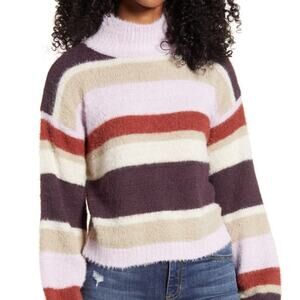 NWT Ten Sixty Sherman Fuzzy Pullover Sweater Long Sleeves Mock Neck Stripe XL